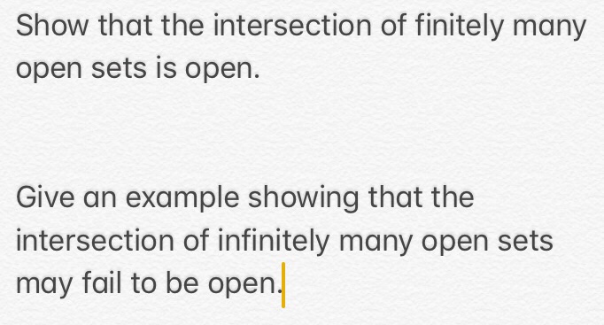 the intersection of countably many open sets is always open