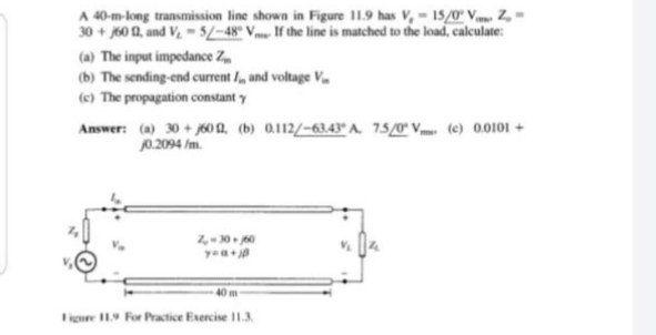Solved A 40-m-long transmission line shown in Figure 11.9 | Chegg.com