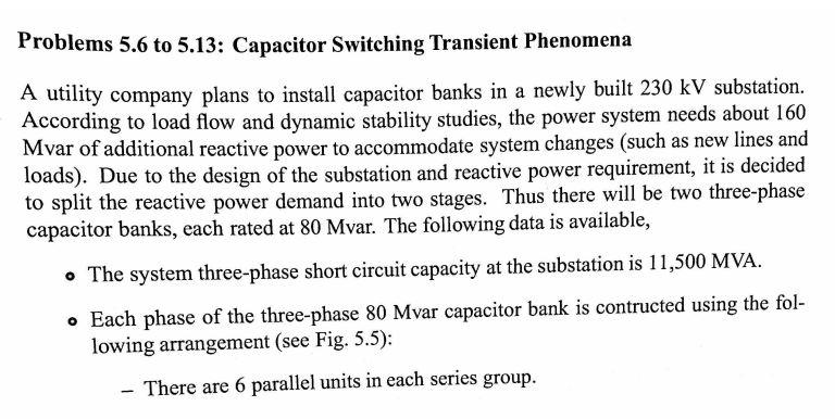 Solved Problems 5.6 to 5.13: Capacitor Switching Transient | Chegg.com