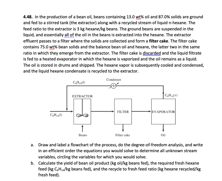 Solved 4.48. In the production of a bean oil, beans