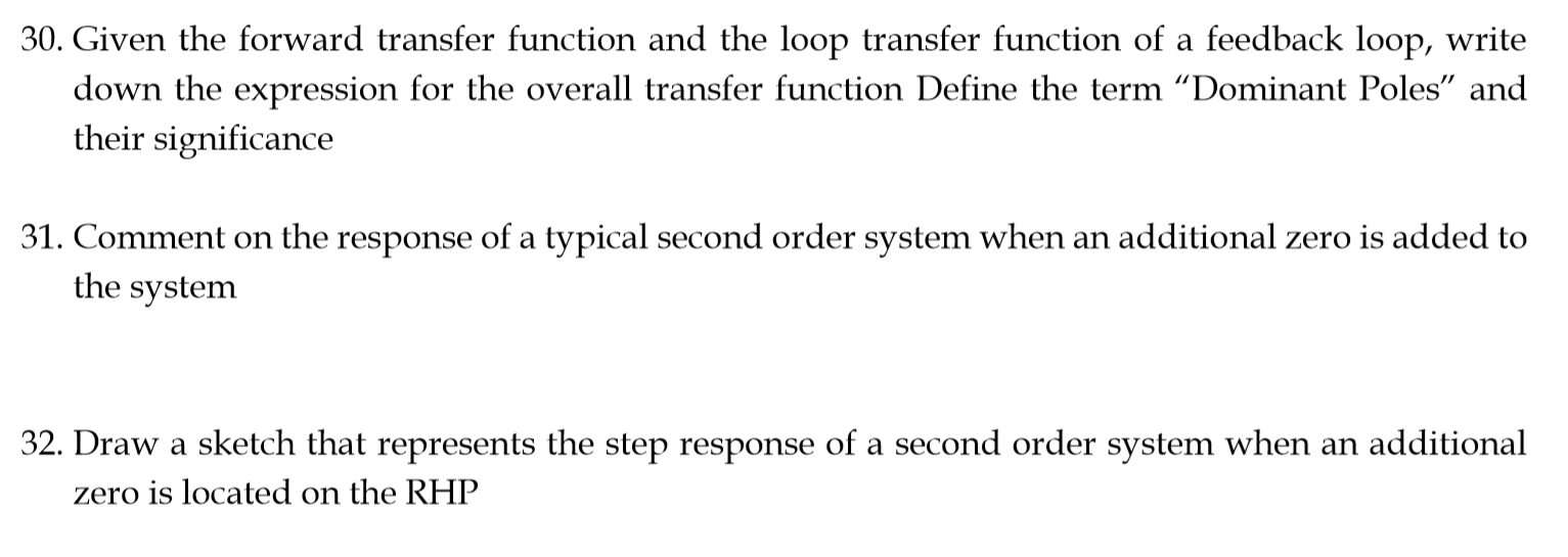 Solved 30. Given the forward transfer function and the loop | Chegg.com