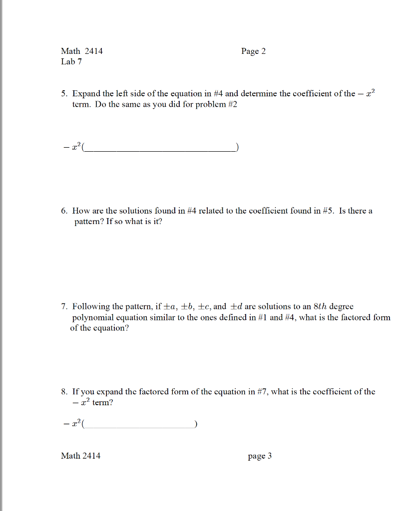 Solved Name Math 2414 Lab 7 Textbook 11.3 Objective: To | Chegg.com