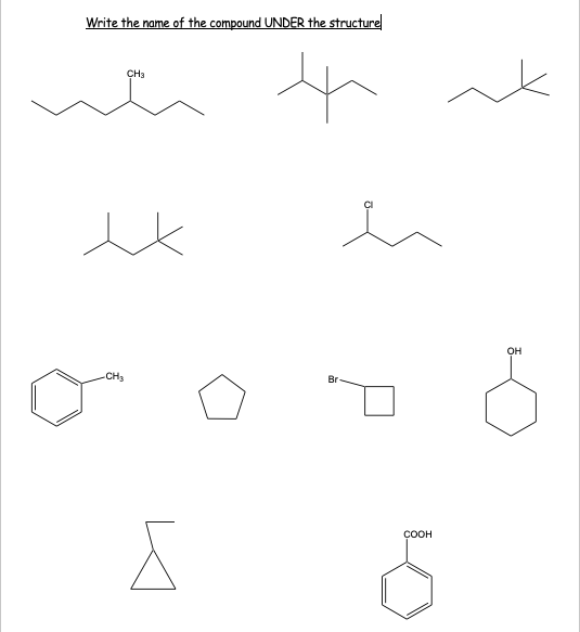 Solved Write the name of the compound UNDER the structure | Chegg.com