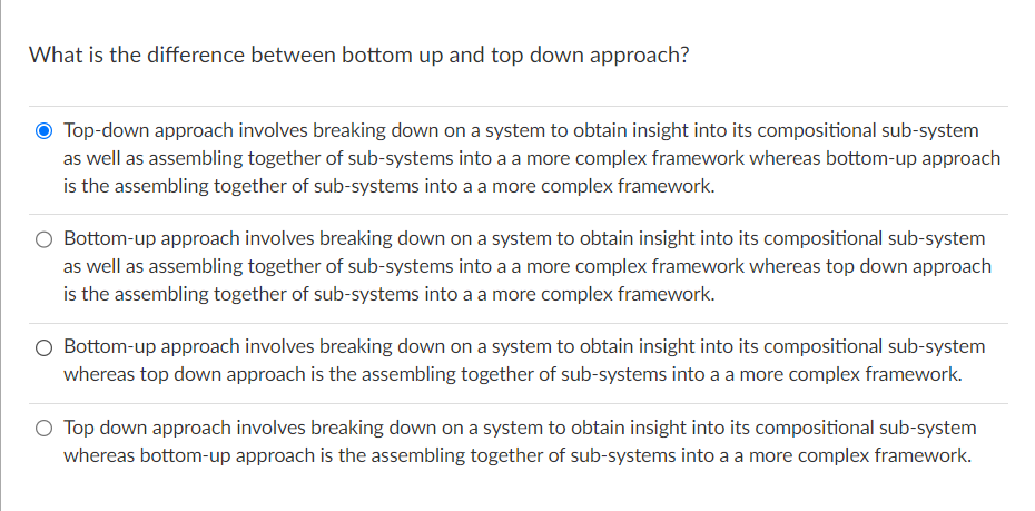 Solved What is the difference between bottom up and top down | Chegg.com