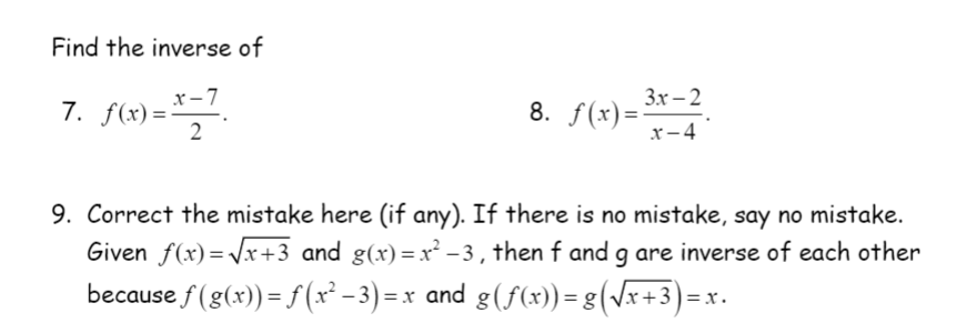 Solved Find The Inverse Of R 7 7 F X Pe 8 F X X Chegg Com