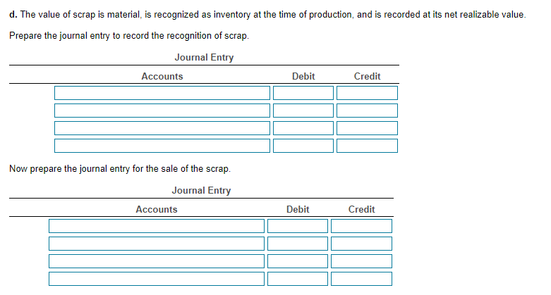 Solved Prepare journal entries for the recognition of scrap 