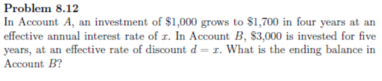 Solved Problem 8.12 In Account A, an investment of $1,000 | Chegg.com