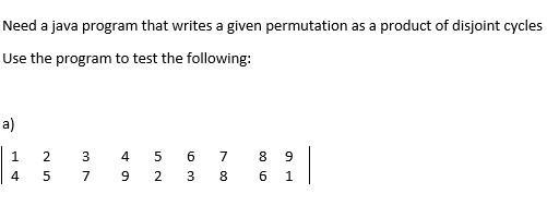 Need a java program that writes a given permutation | Chegg.com