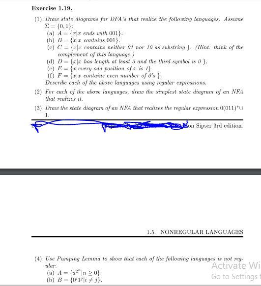 Solved 1 Please Answer Dfa And Nfa For 1c Derive The Re Chegg Com