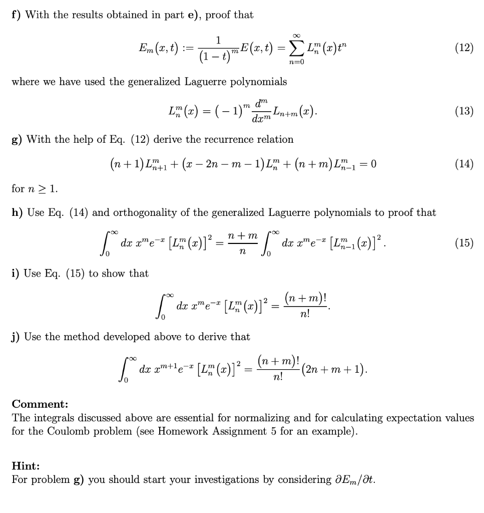 Solved 2 Laguerre Polynomials The Laguerre Polynomials Can Chegg
