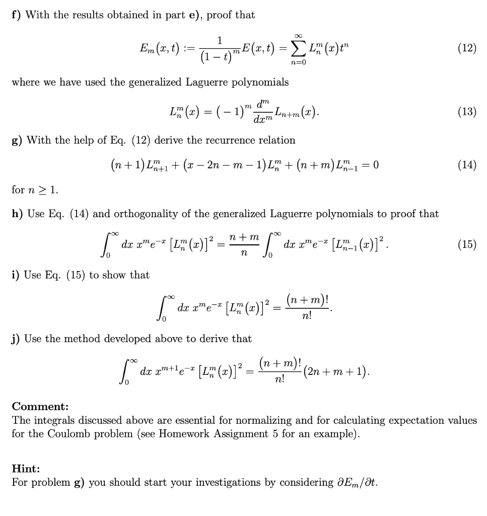 Solved 2 Laguerre Polynomials The Laguerre Polynomials Can 1323