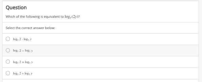 Solved Question Which of the following is equivalent to log | Chegg.com