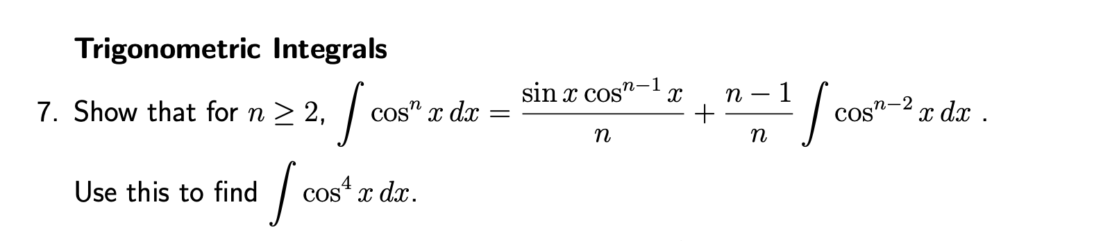 Solved Trigonometric Integrals Show that for | Chegg.com