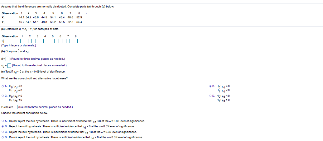 Solved Assume that the differences are normally distributed. | Chegg.com