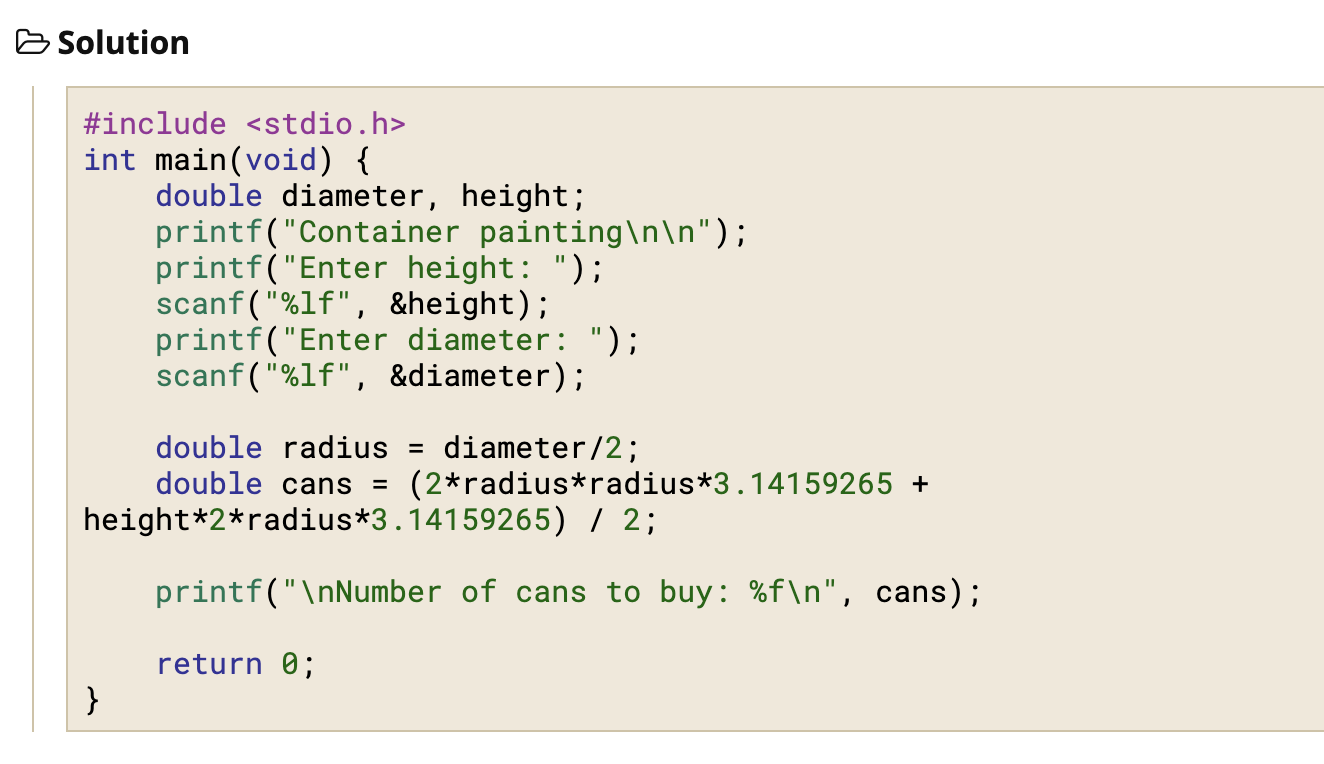 Solved double cans = (2*radius*radius*3.14159265 + | Chegg.com
