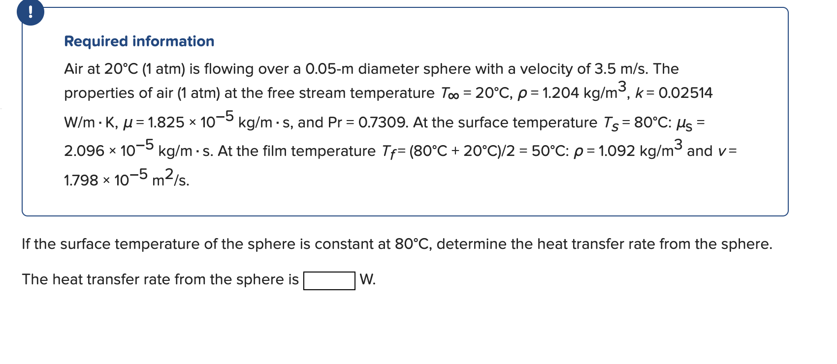 Solved Required information Air at 20°C (1 atm) is flowing | Chegg.com