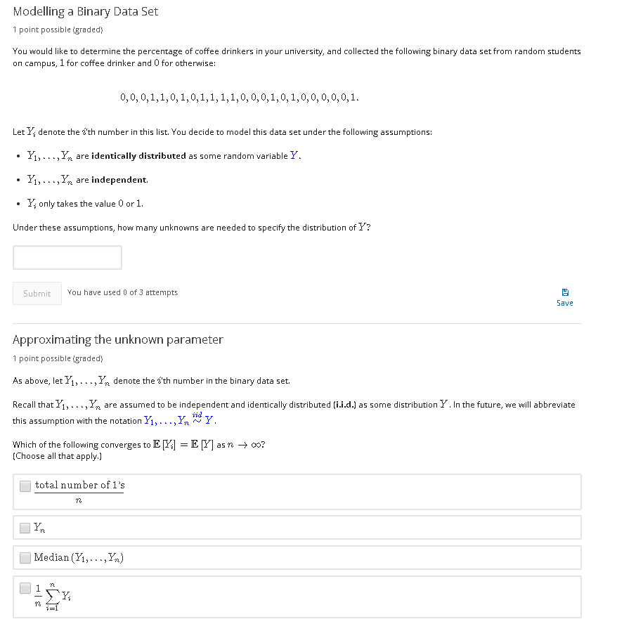 Solved Modelling a Binary Data Set 1 point possible (graded) | Chegg.com