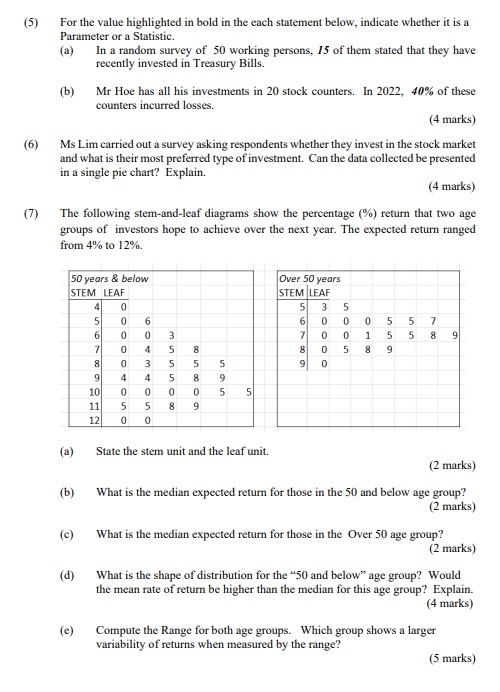 Solved (5) For the value highlighted in bold in the each | Chegg.com