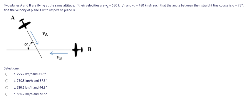 Solved Two Planes A And B Are Flying At The Same Altitude. | Chegg.com