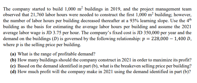 Solved Problem A construction company is planning their | Chegg.com