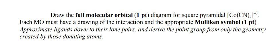 Solved Draw the full molecular orbital (1 pt) diagram for | Chegg.com