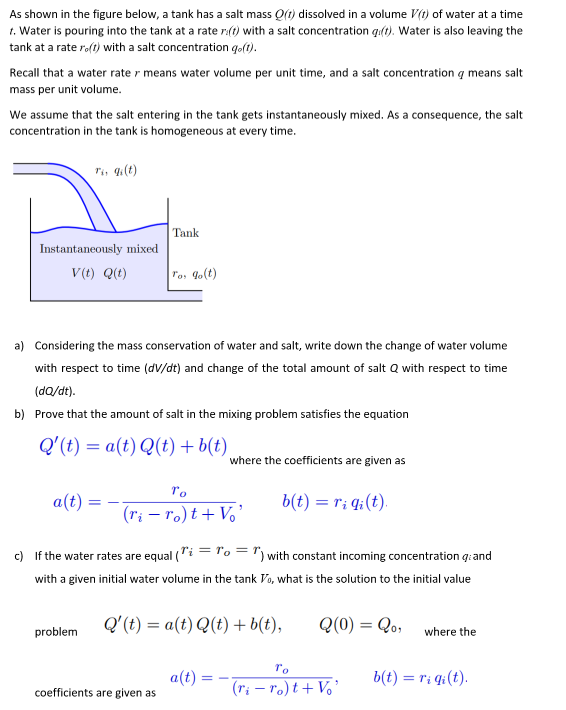 Solved As shown in the figure below, a tank has a salt mass | Chegg.com