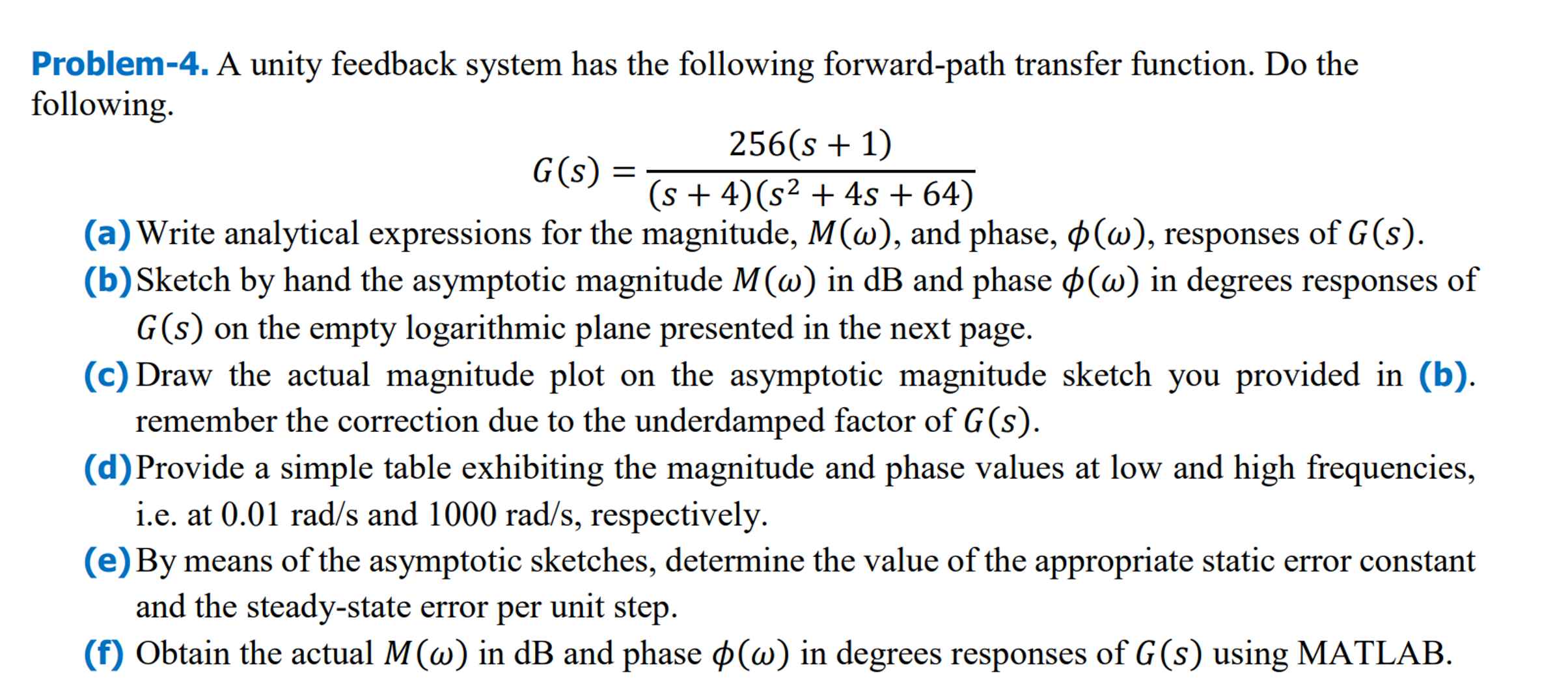 Solved Problem-4. ﻿A unity feedback system has the following | Chegg.com