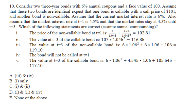 Solved 10. Consider Two Three-year Bonds With 6% Annual | Chegg.com