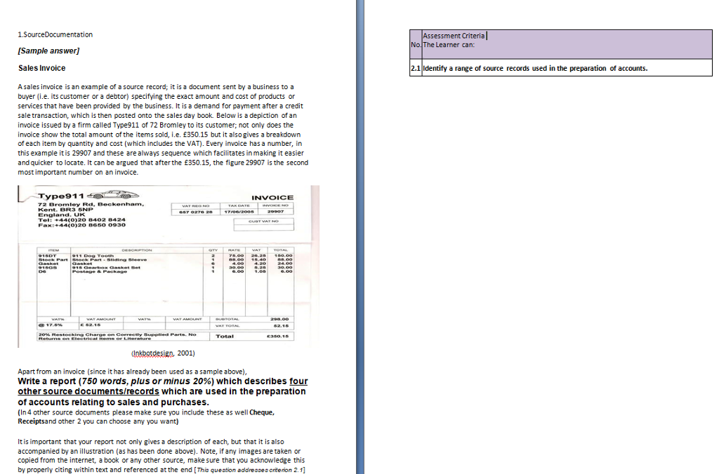 Invoice Source Documents In Accounting Free Documents