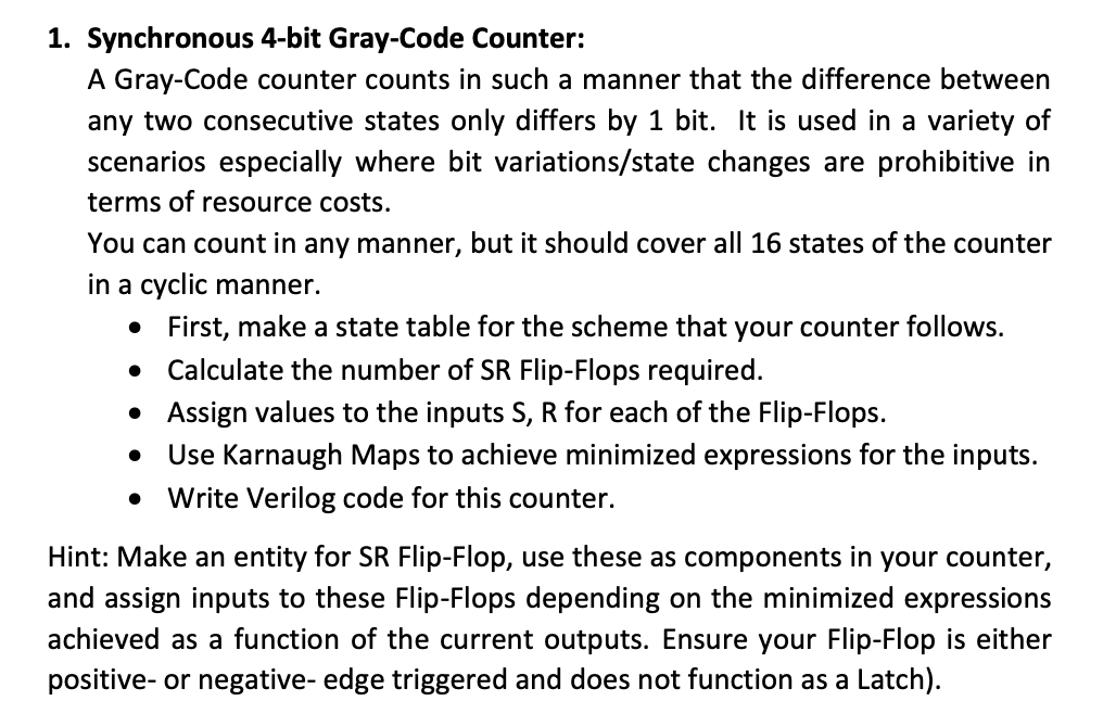 synchronous 4 bit gray code counter