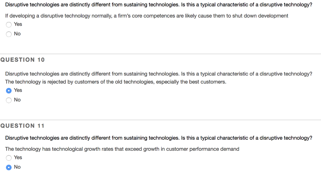 Solved Disruptive Technologies Are Distinctly Different From | Chegg.com