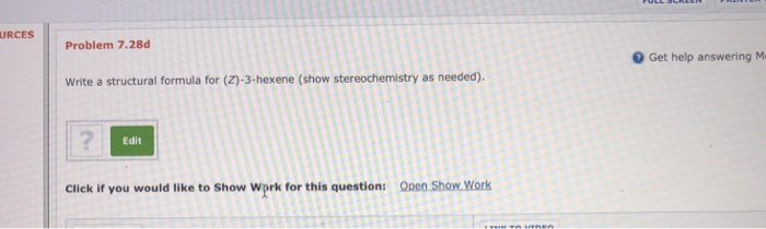 Solved Problem 7.28c Get help answering Molecular Drawing | Chegg.com
