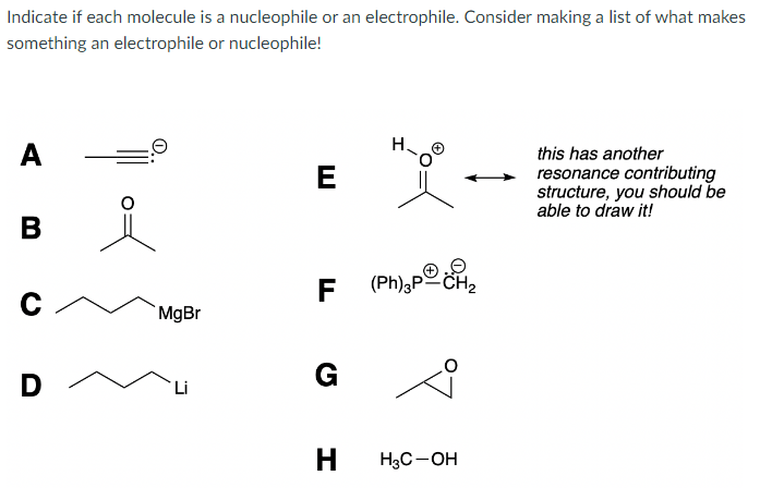 Solved Indicate If Each Molecule Is A Nucleophile Or An 2224