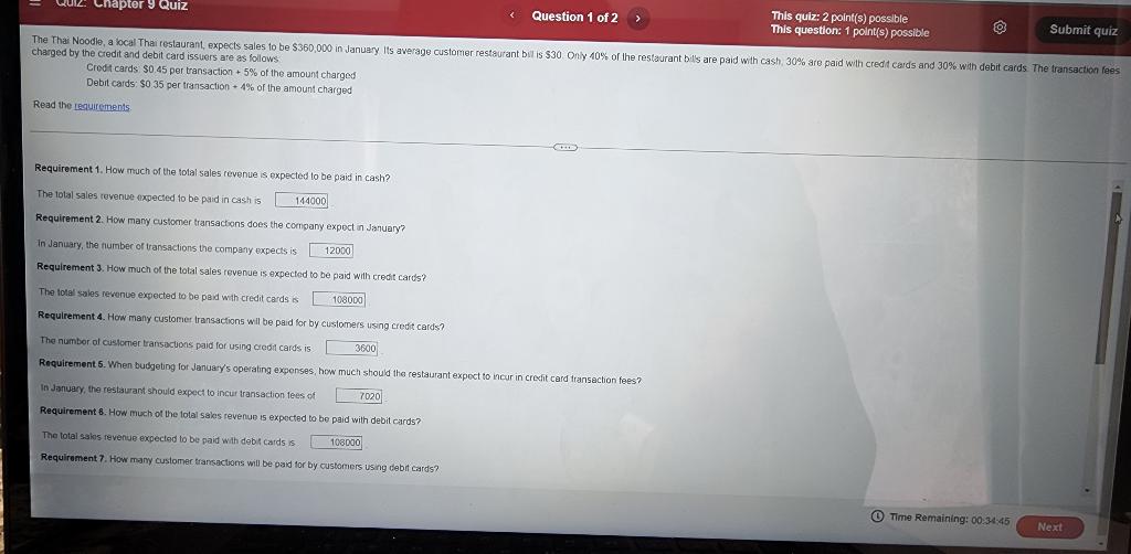 Solved Chapter 9 Quiz Question 1 of 2 > This quiz: 2 | Chegg.com