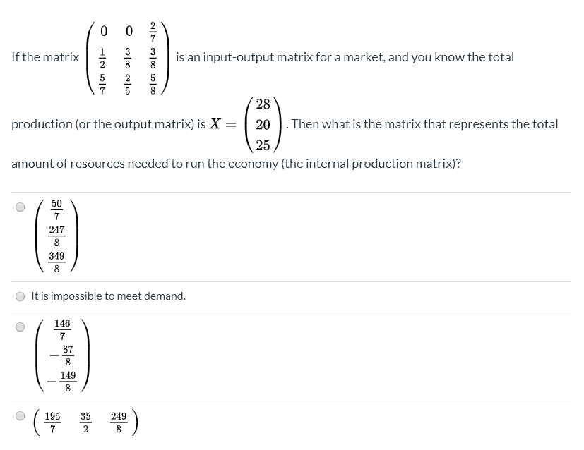 Solved 0 0 1 If the matrix is an input-output matrix for a | Chegg.com
