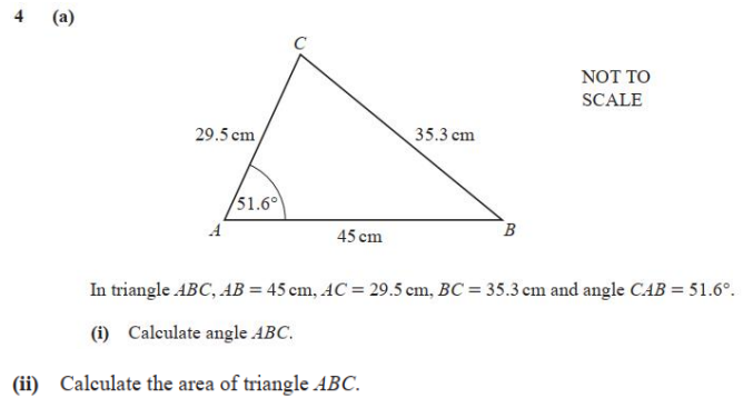 Solved In triangle ABC,AB=45 cm,AC=29.5 cm,BC=35.3 cm and | Chegg.com