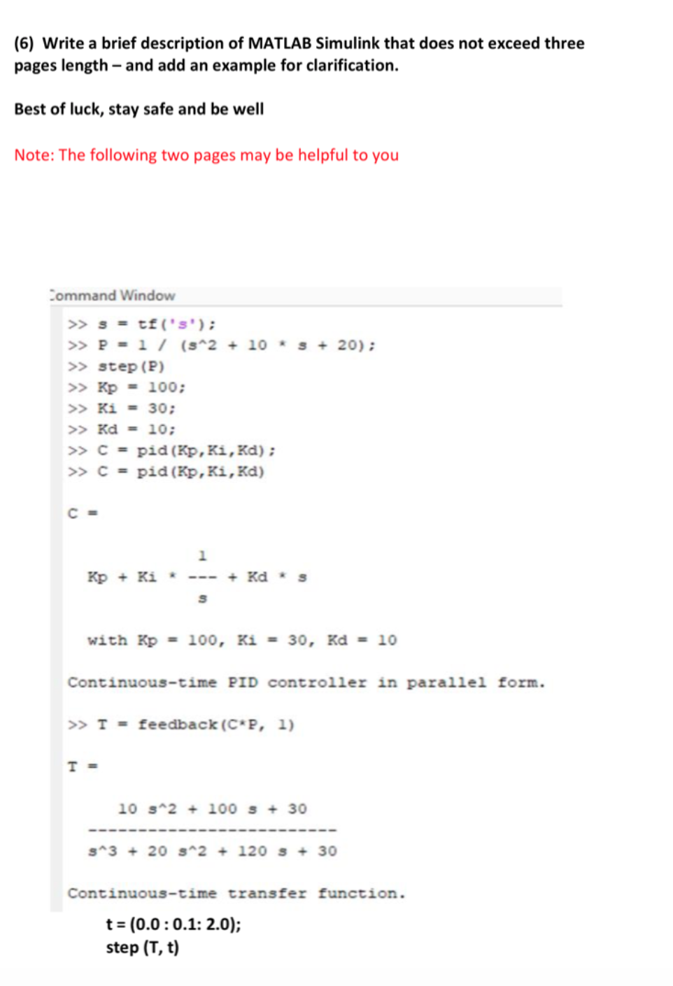 6 Write A Brief Description Of Matlab Simulink That Chegg Com