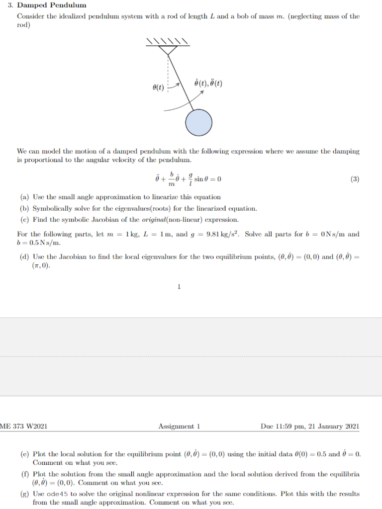 Consider the idealized pendulum system with a rod of | Chegg.com