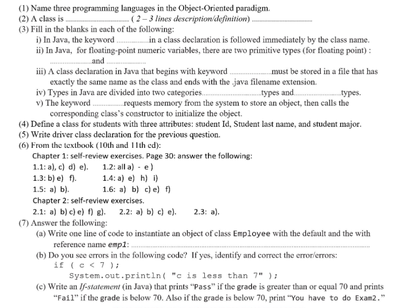 Solved (1) Name three programming languages in the | Chegg.com
