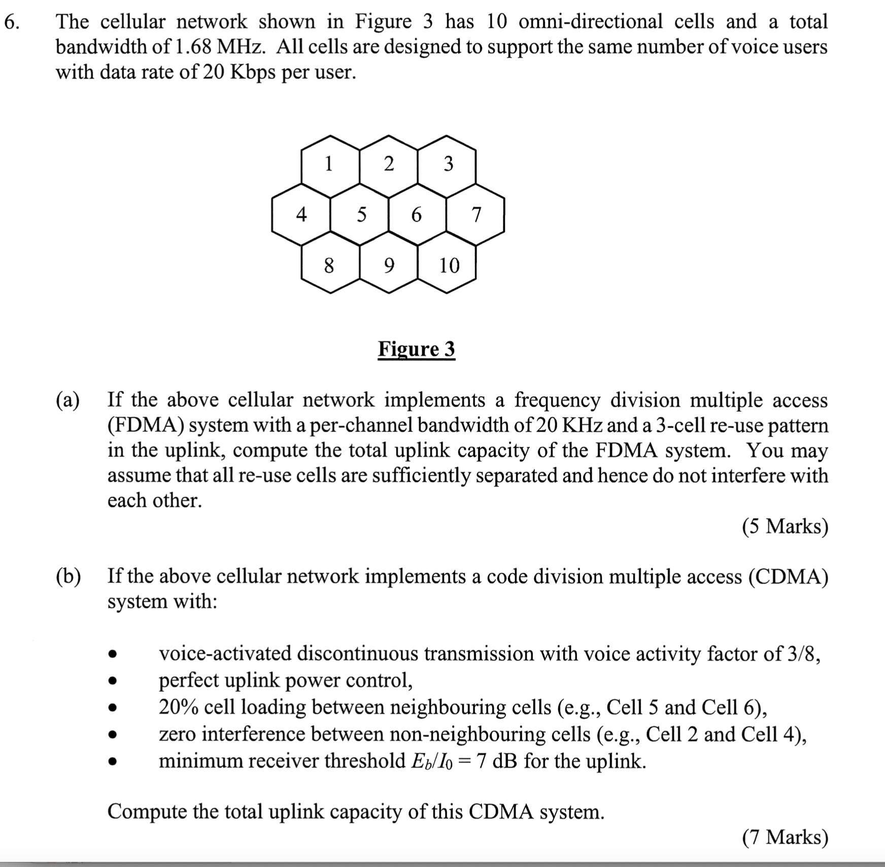 Solved The cellular network shown in Figure 3 has 10 | Chegg.com