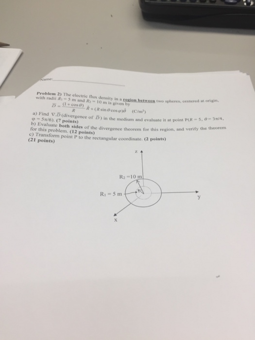 Solved The electric flux density in a region between two | Chegg.com