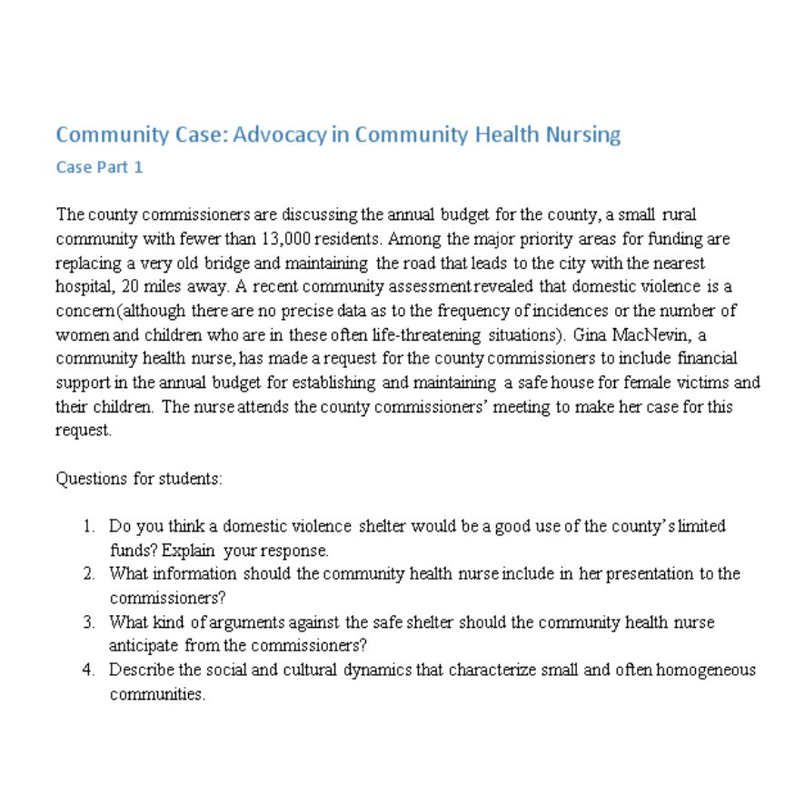 community health nursing case study pdf