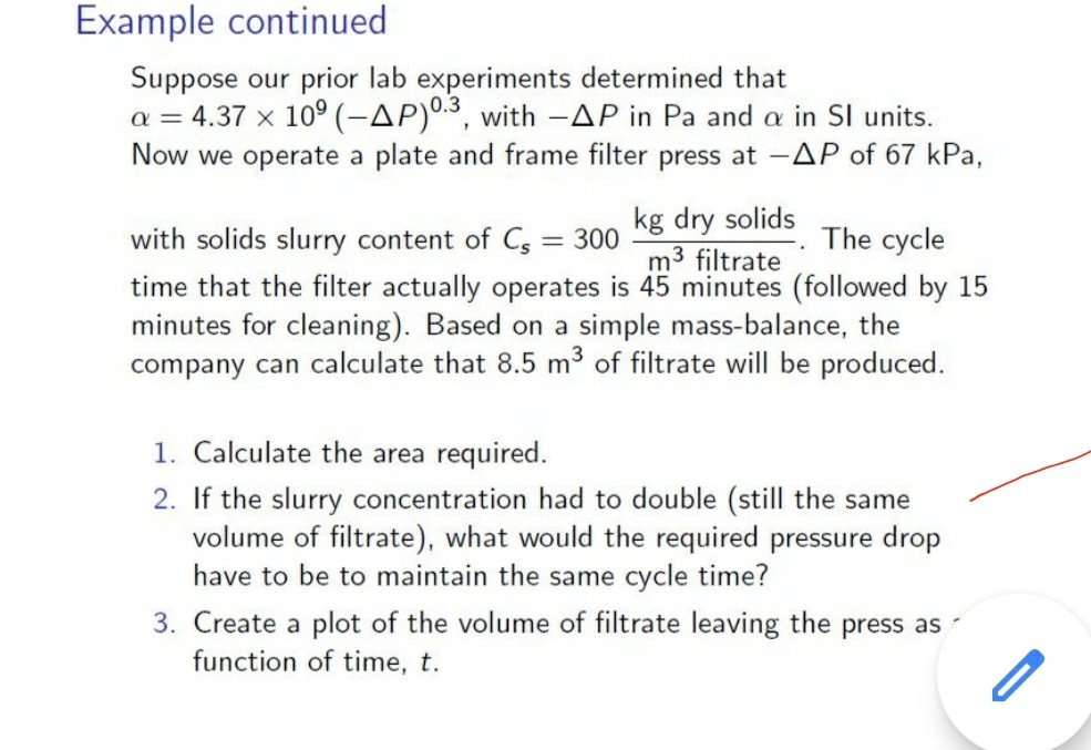 Constant Pressure (batch) Filtration t= BV + K,V?