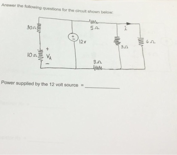 Solved Answer the following questions for the circuit shown | Chegg.com