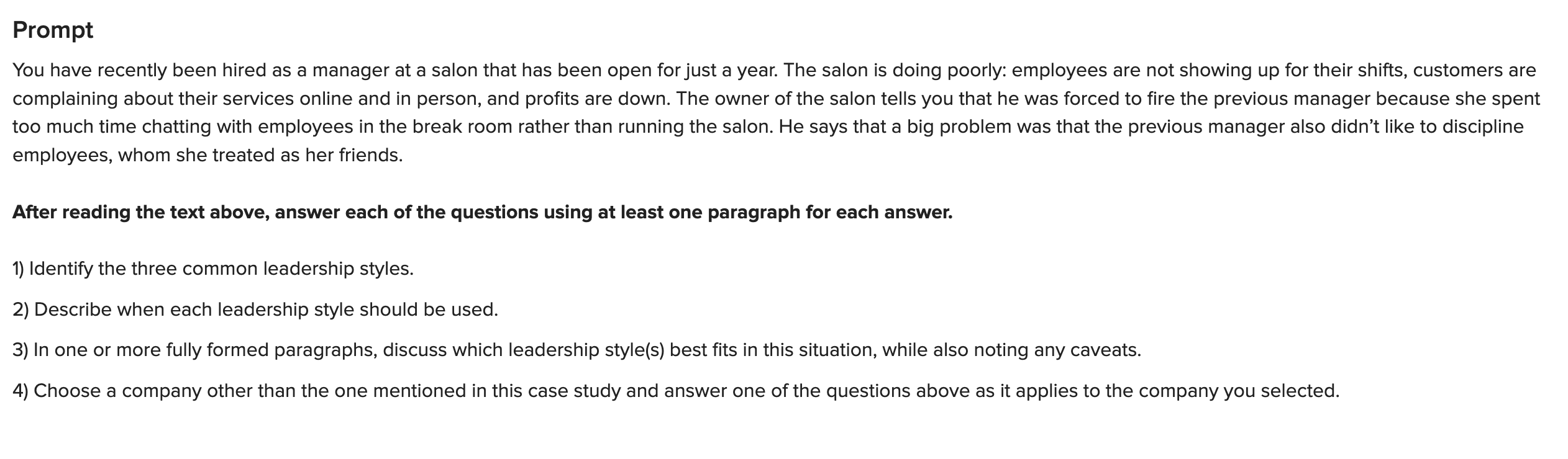 Solved You Have Recently Been Hired As A Manager At A Salon Chegg