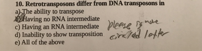 Solved Retrotransposons differ from DNA in transposons in | Chegg.com