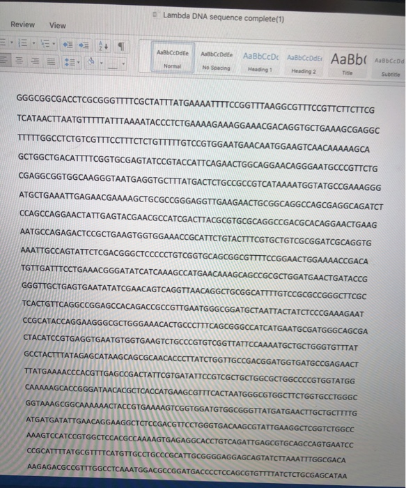 Lambda DNA Sequence Complete 1 Review View No Chegg Com   Image 