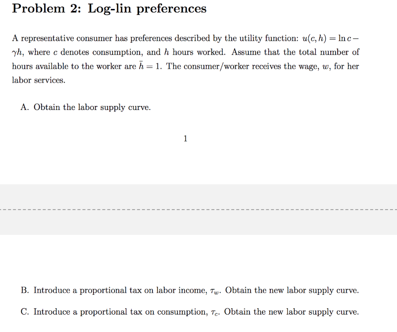 Problem 2 Log Lin Preferences A Representative Co - 