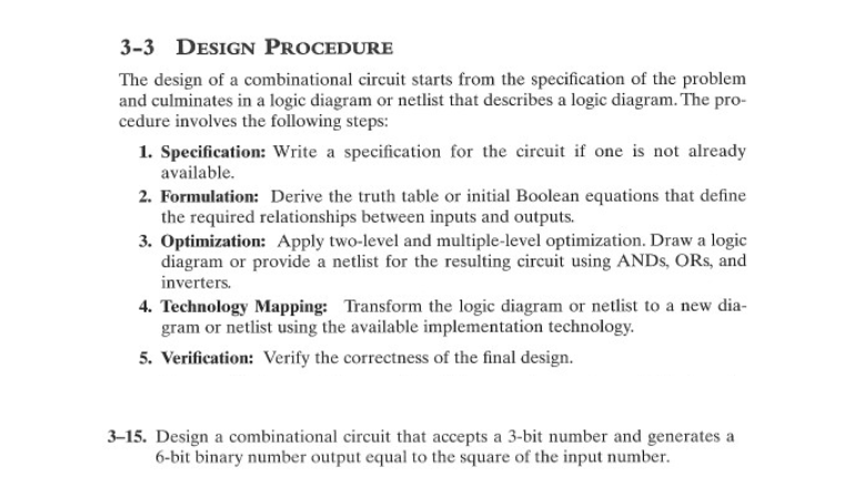 Solved 3-3 DESIGN PROCEDURE The design of a combinational | Chegg.com
