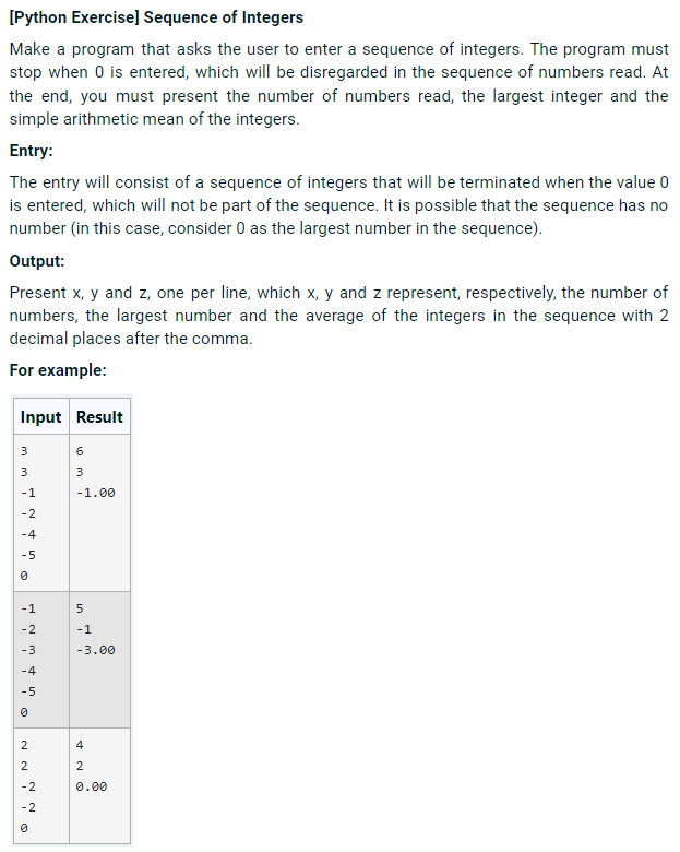 Solved [Python Exercise] Sequence of Integers Make a program | Chegg.com